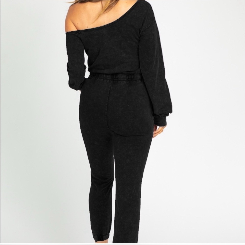 Le Lis Off-the-Shoulder Sweatshirt Jumpsuit Romper | Luxe Cotton Blend | M - Picture 3 of 15